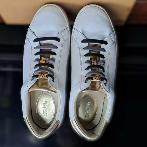 Michael Kors Genuine Leather Sneaker w/ No-Tie Elastic Shoelaces Accents - Picture 3 of 11